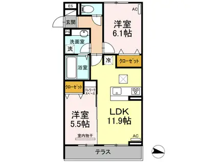 メゾン・ド・キャトルVII(2LDK/1階)の間取り写真