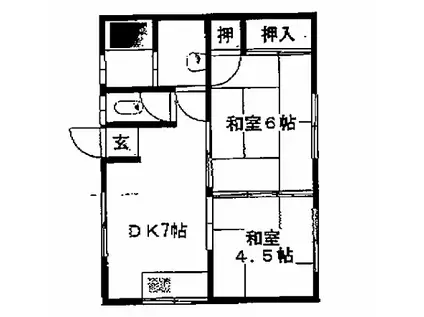 サンハイツ浜の宮(2DK/2階)の間取り写真