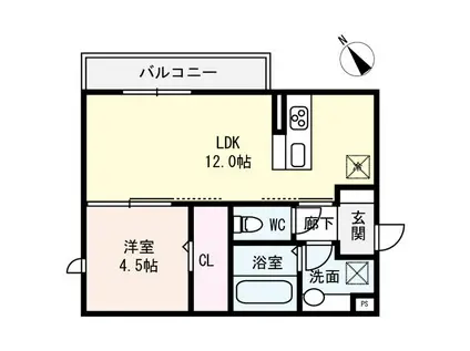 ヴェルドミール・ドゥエ(1LDK/1階)の間取り写真