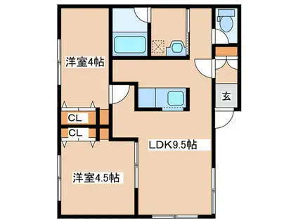 ステージセブン(2LDK/1階)の間取り写真