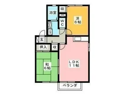 クレールU(2LDK/2階)の間取り写真