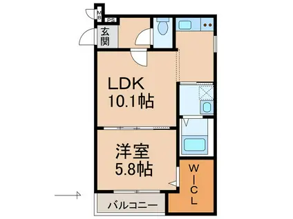 ラフィーネ石本II(1LDK/3階)の間取り写真