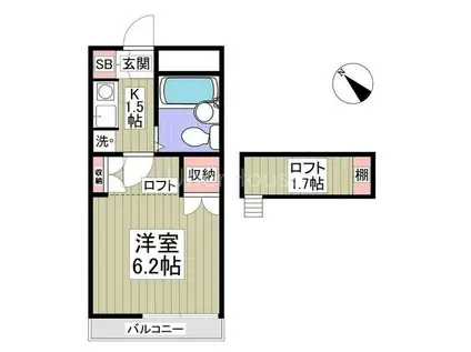 ハイツセルシオン(ワンルーム/2階)の間取り写真