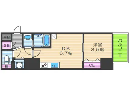 レオンコンフォート堀江公園(1DK/12階)の間取り写真