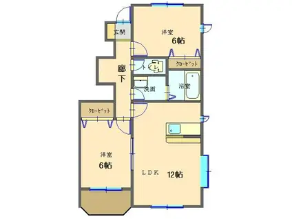 モンテ・レーヴ A棟(2LDK/1階)の間取り写真