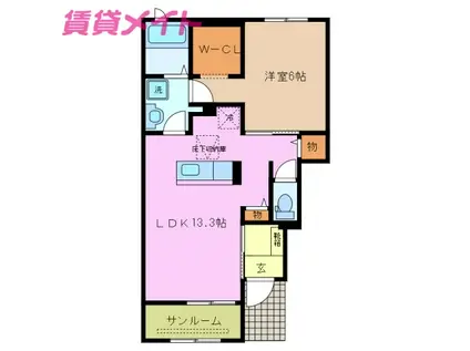 ハーモニー II(1LDK/1階)の間取り写真