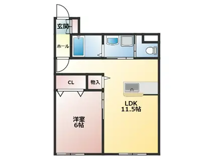 サンフォリアA(1LDK/1階)の間取り写真