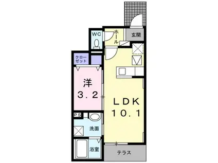 スターマイン ランドB(1LDK/1階)の間取り写真