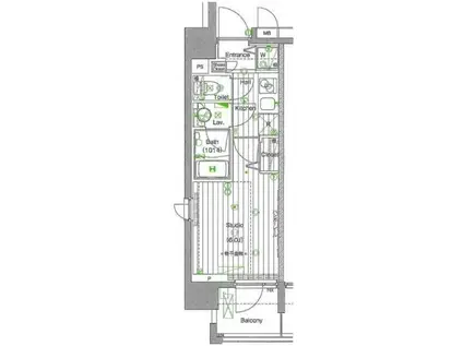 ガーラ・グランディ五反田(1K/4階)の間取り写真