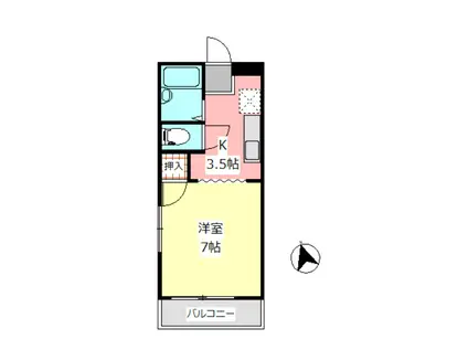 ハイツアルメリア(1K/1階)の間取り写真