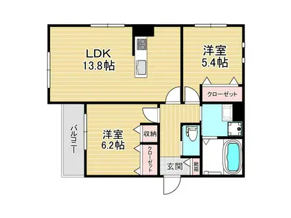 ストック羽沢(2LDK/2階)の間取り写真