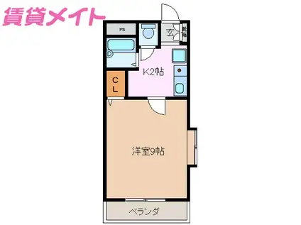 リブェール桜(1K/3階)の間取り写真