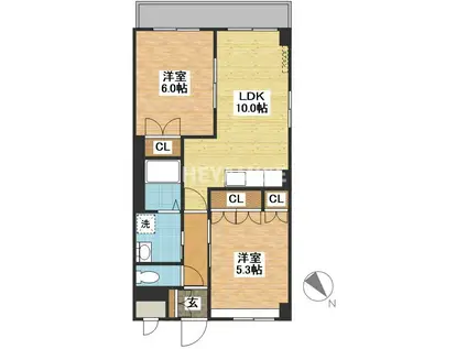 リバーサイドヴィラ(2LDK/1階)の間取り写真