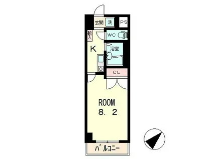 クレスト草津(1K/4階)の間取り写真