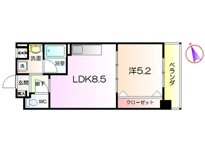 シティーコート堺駅前(1LDK/4階)の間取り写真