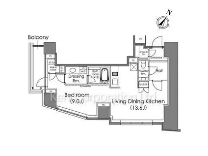 ザ・ベルグレイヴィア麻布(ワンルーム/10階)の間取り写真