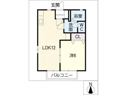 ディアス本野(1LDK/2階)の間取り写真