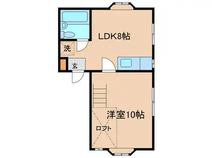 初期費用ゼロ チョコフラット(1LDK/2階)の間取り写真