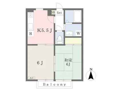 パセオ郡山(2K/1階)の間取り写真