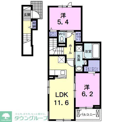 ブルーウッド(2LDK/2階)の間取り写真