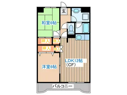 クレセント名取(2LDK/3階)の間取り写真