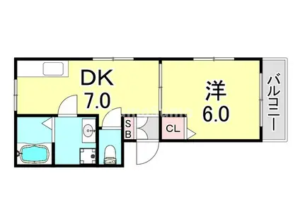 マリンハイツ(1DK/1階)の間取り写真