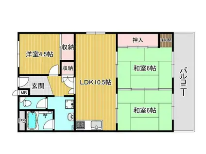 南京終マンション(3LDK/2階)の間取り写真