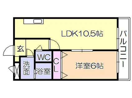 エテルネルソレイユIII(1LDK/3階)の間取り写真