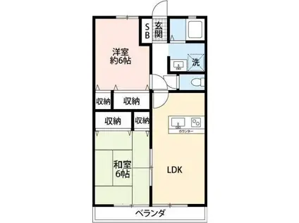 エーリSAS(2LDK/3階)の間取り写真