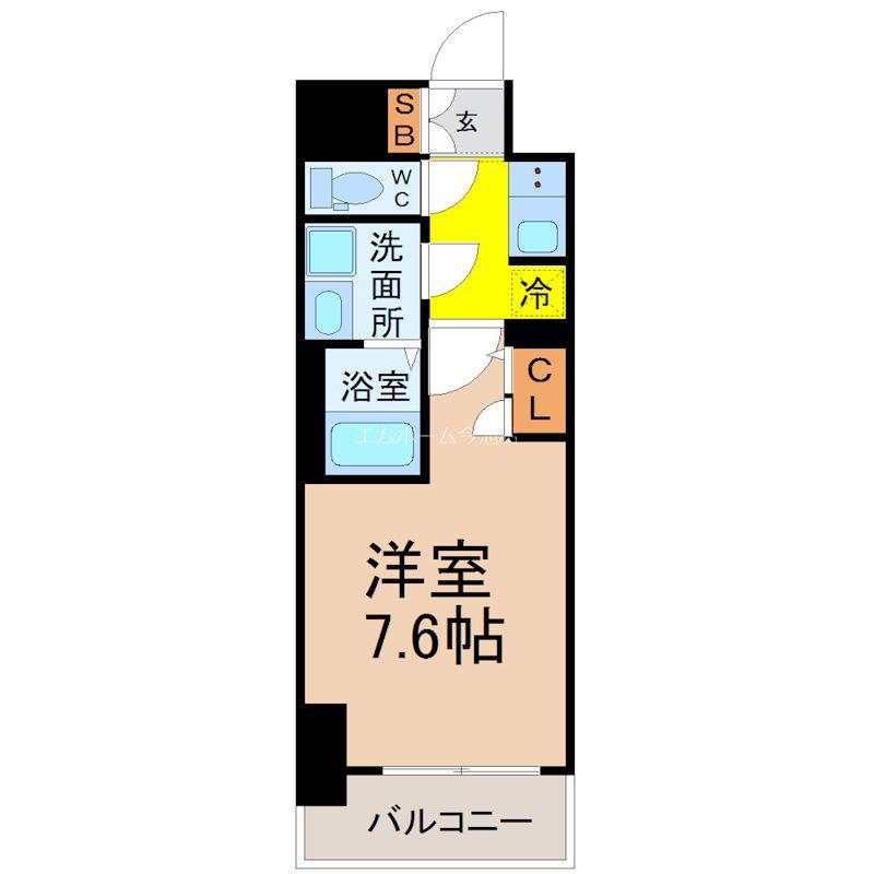 S-RESIDENCE葵(1K/10階)の間取り写真