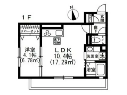 LIBERTE(1LDK/2階)の間取り写真