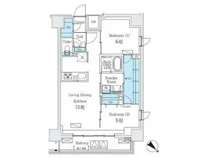 URBAN BREEZE 巣鴨(2LDK/6階)の間取り写真