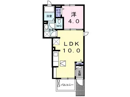サンフローラ市崎(1LDK/1階)の間取り写真