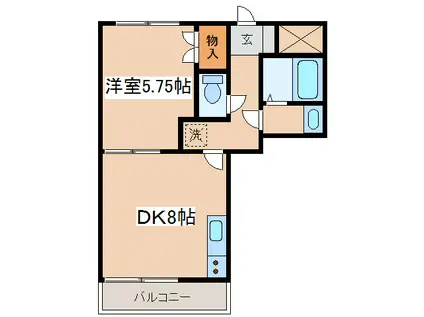 アビタシオン リビエール(1DK/6階)の間取り写真