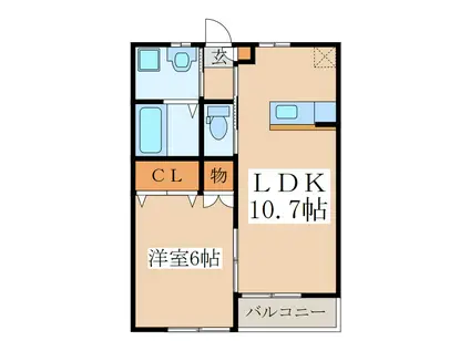 サンハイツ川西L棟(1LDK/2階)の間取り写真