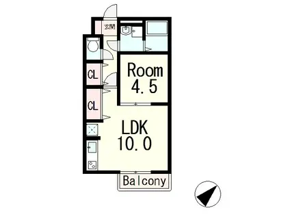 ルミエールⅡ(1LDK/1階)の間取り写真
