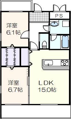 ロイヤルパークサイドヒルズ(2LDK/2階)の間取り写真