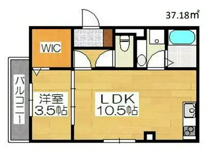 ル・リアン壱番館(1LDK/2階)の間取り写真