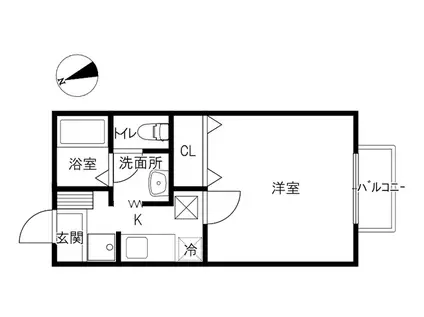 モダンレジデンス(1K/1階)の間取り写真