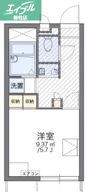 レオパレスピュア高松(1K/1階)の間取り写真