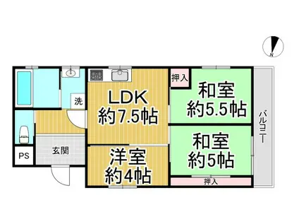 渡邊マンション(3LDK/2階)の間取り写真