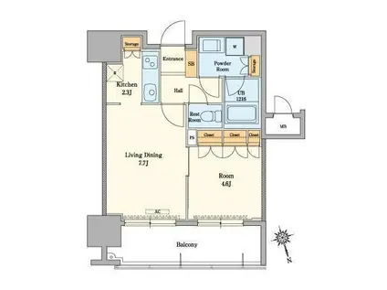 RJRプレシア吉塚駅前II(1LDK/7階)の間取り写真