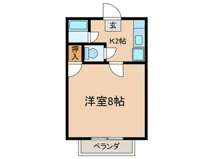 アドバ-ンス上平地(1K/2階)の間取り写真