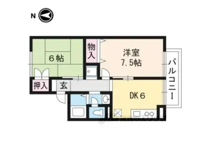 セジュール松室(2DK/2階)の間取り写真