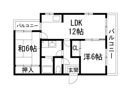 セレノ壱番館(2LDK/2階)の間取り写真