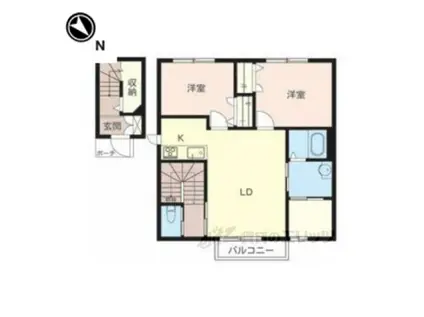 シエル・ブルーD棟(2LDK/2階)の間取り写真