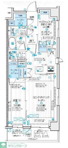 デュオステージ浦和岸町(1SLDK/4階)の間取り写真