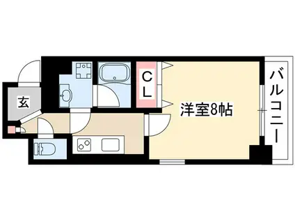 ア レーズ(1K/8階)の間取り写真