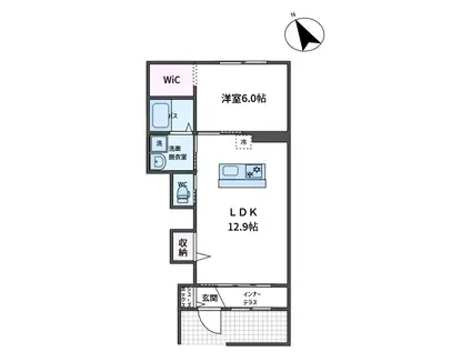 グリーンヒル(1LDK/1階)の間取り写真