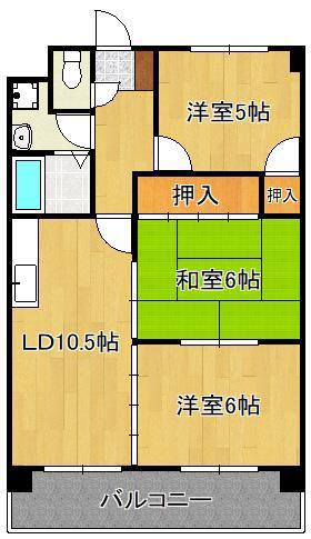 スカール上上津役(3LDK/2階)の間取り写真